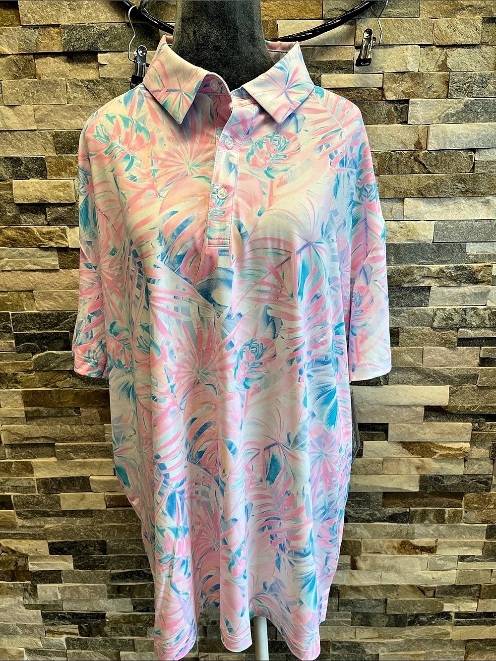 Birdie bund Men's Floral Button Down Shirt Pink & Blue Like New
